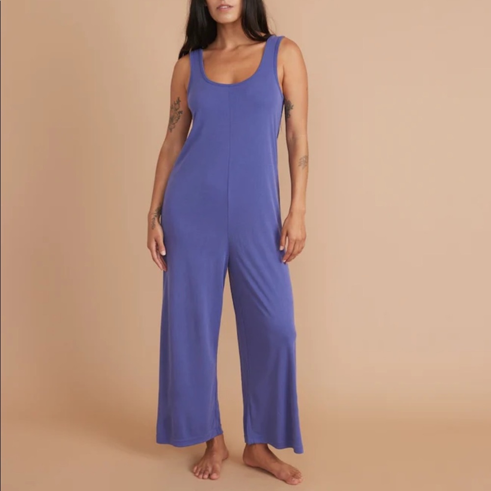 Marine Layer Luxe Rib Jumpsuit Orient Blue, Small